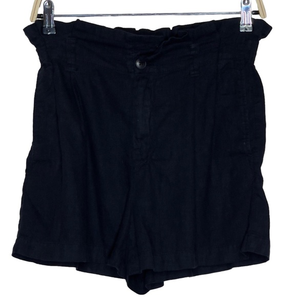 Madewell Linen Blend Size 4 Black Paperbag Shorts - Picture 2 of 6